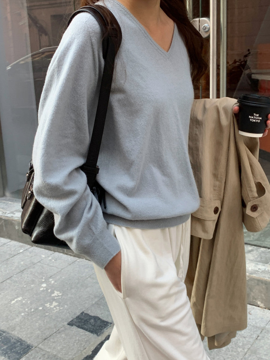 Adele wholegar cash v-neck knit-5col