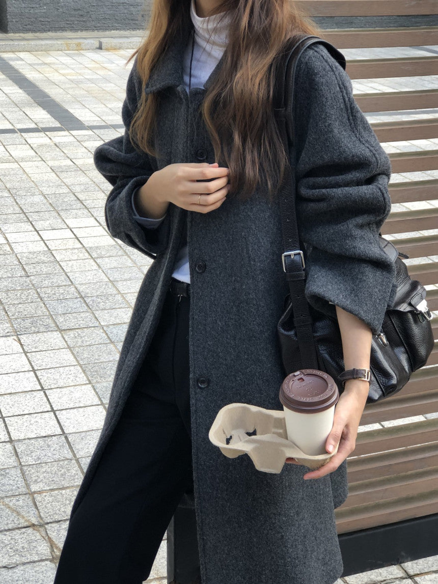 Luce wool twill melange coat-2col