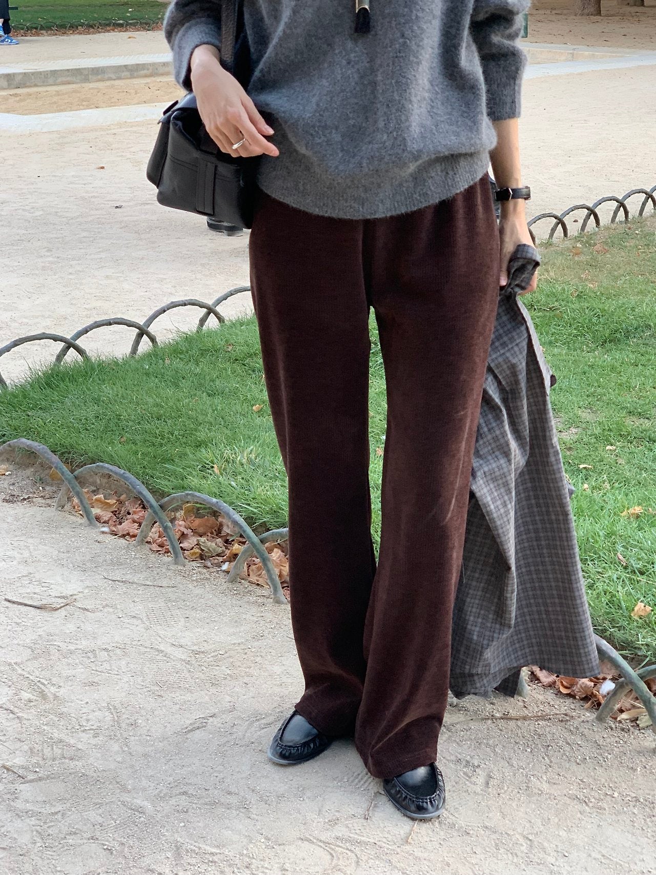 Velour corduroy banding pants-4col