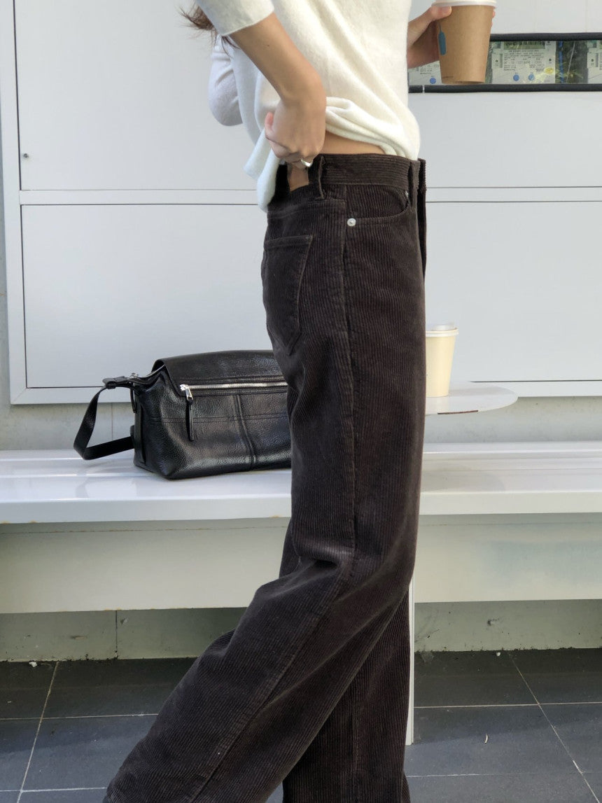 Rie corduroy straight pants-2col