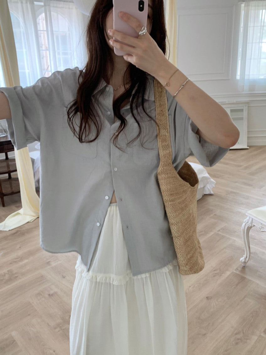 boy fit linen shirt-4col