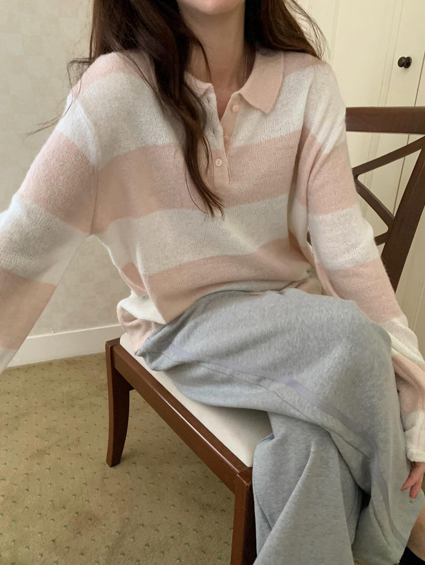 Muffin stripe knit-2col