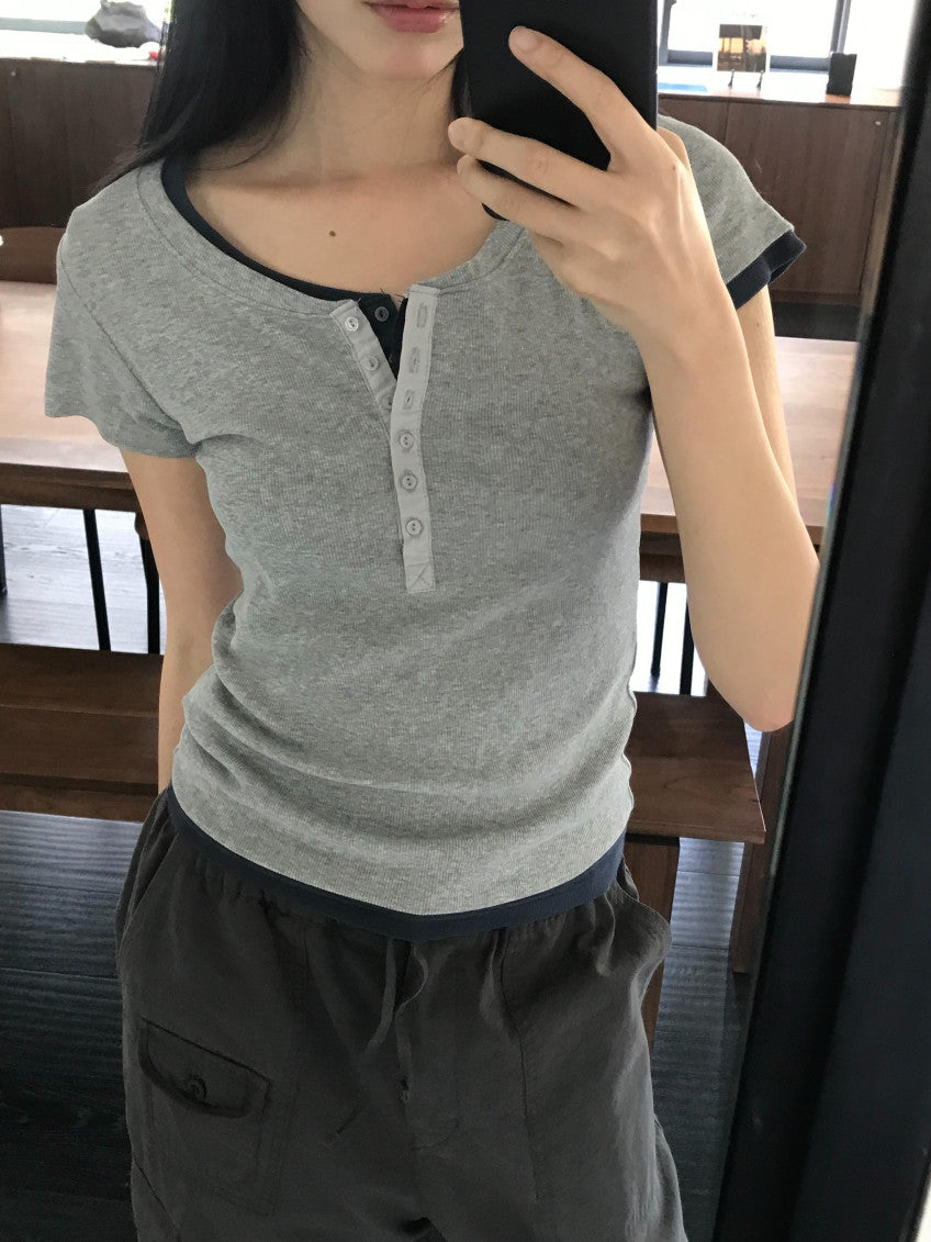 Airy button T-4col