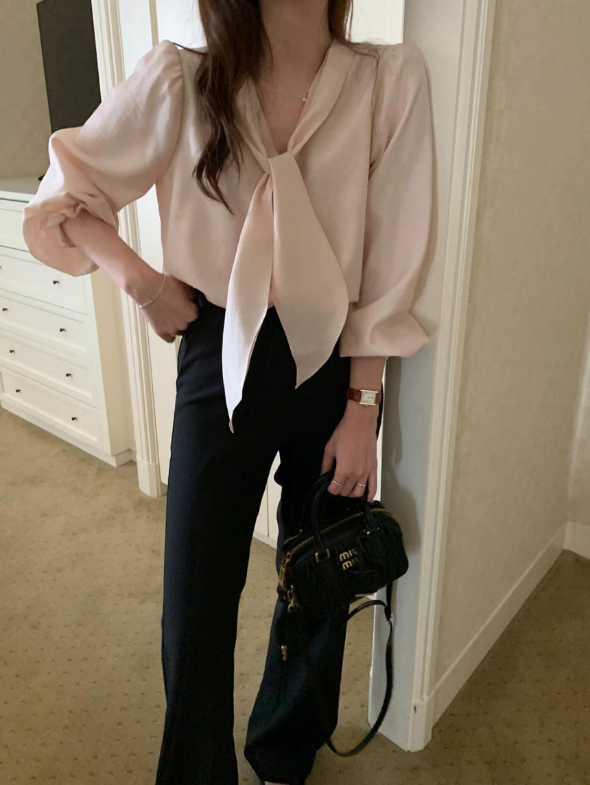 Ruter tie blouse-2col