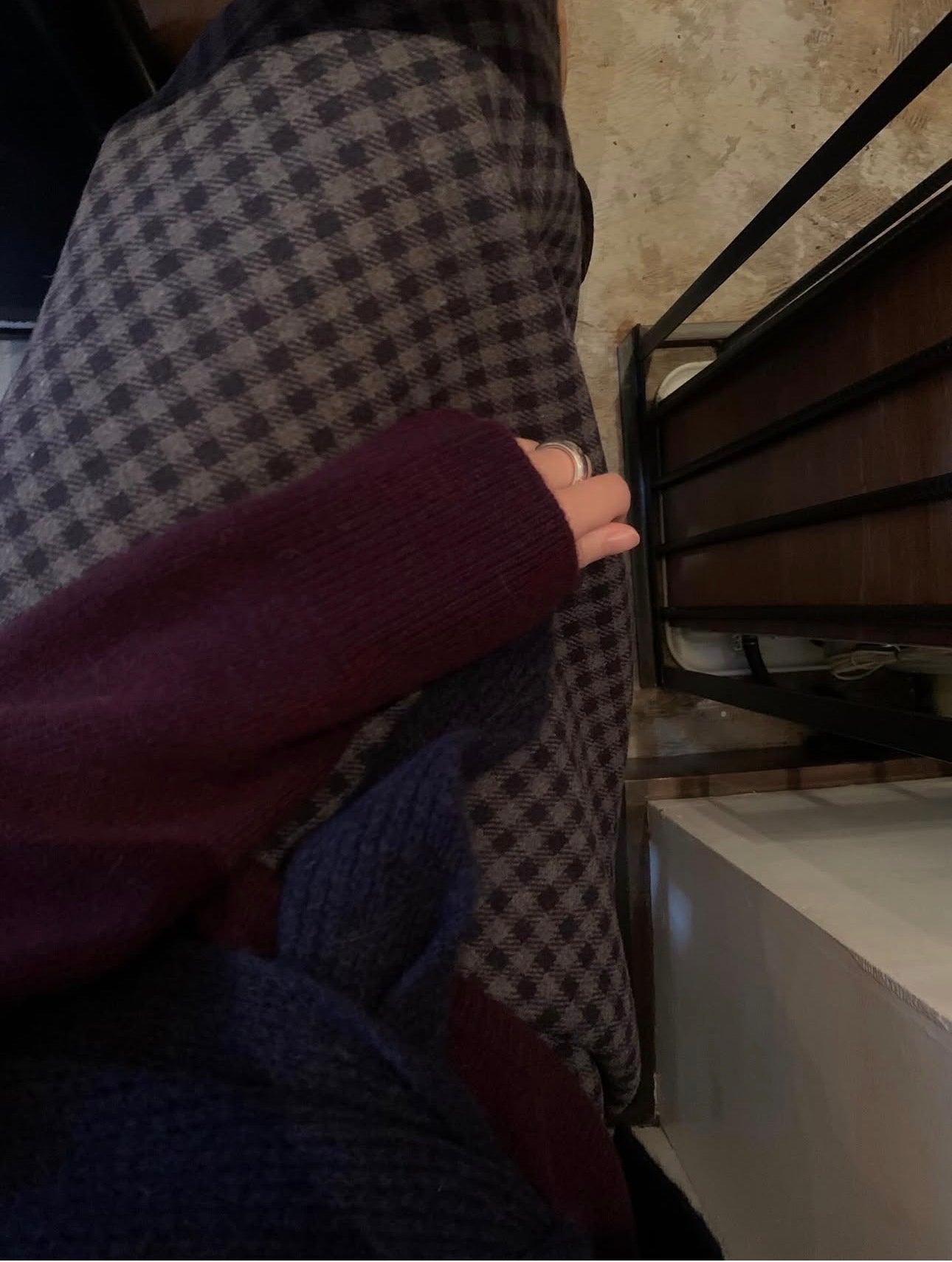 code check wool skirt-2col