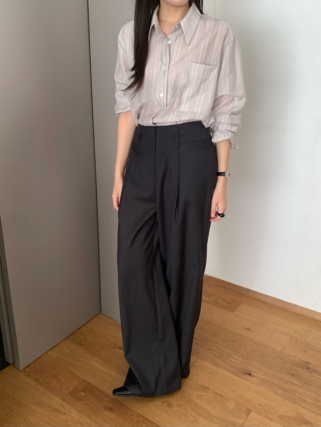 Monel button shirt-2col