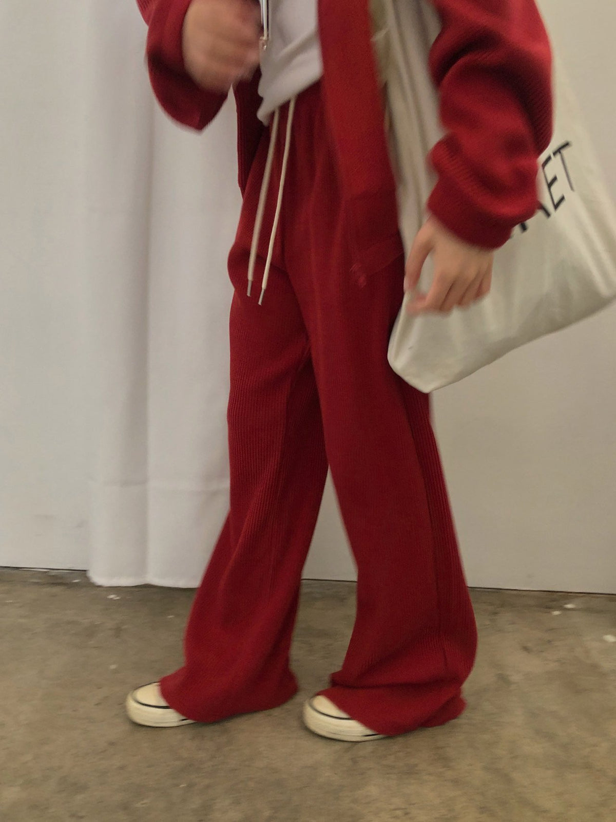 waffle hooded zip-up&pants-3col