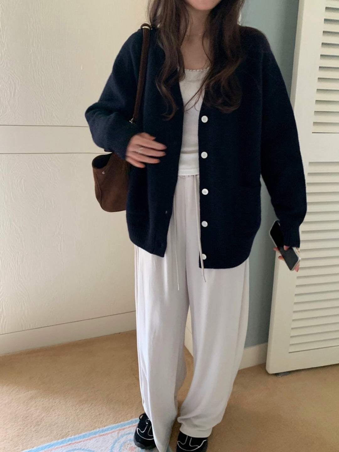 merino wool boxy cardigan-4col