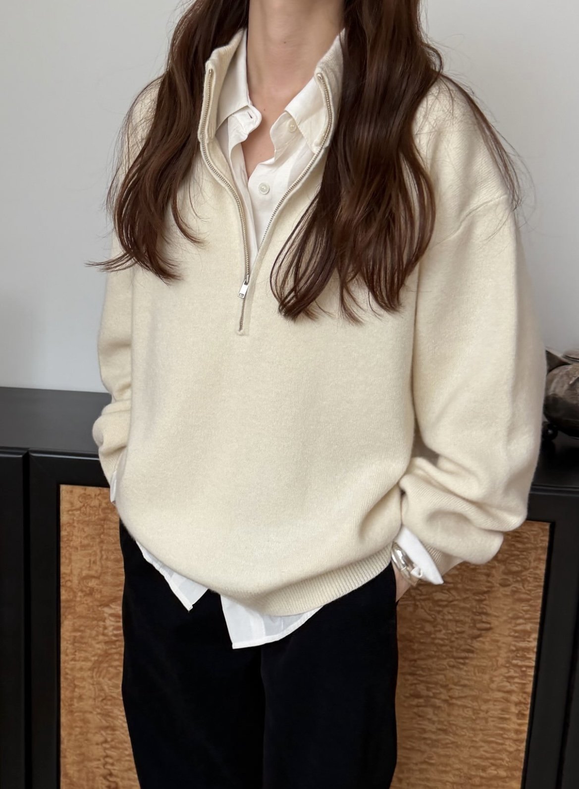 deondo cash double half zip sweater-4col