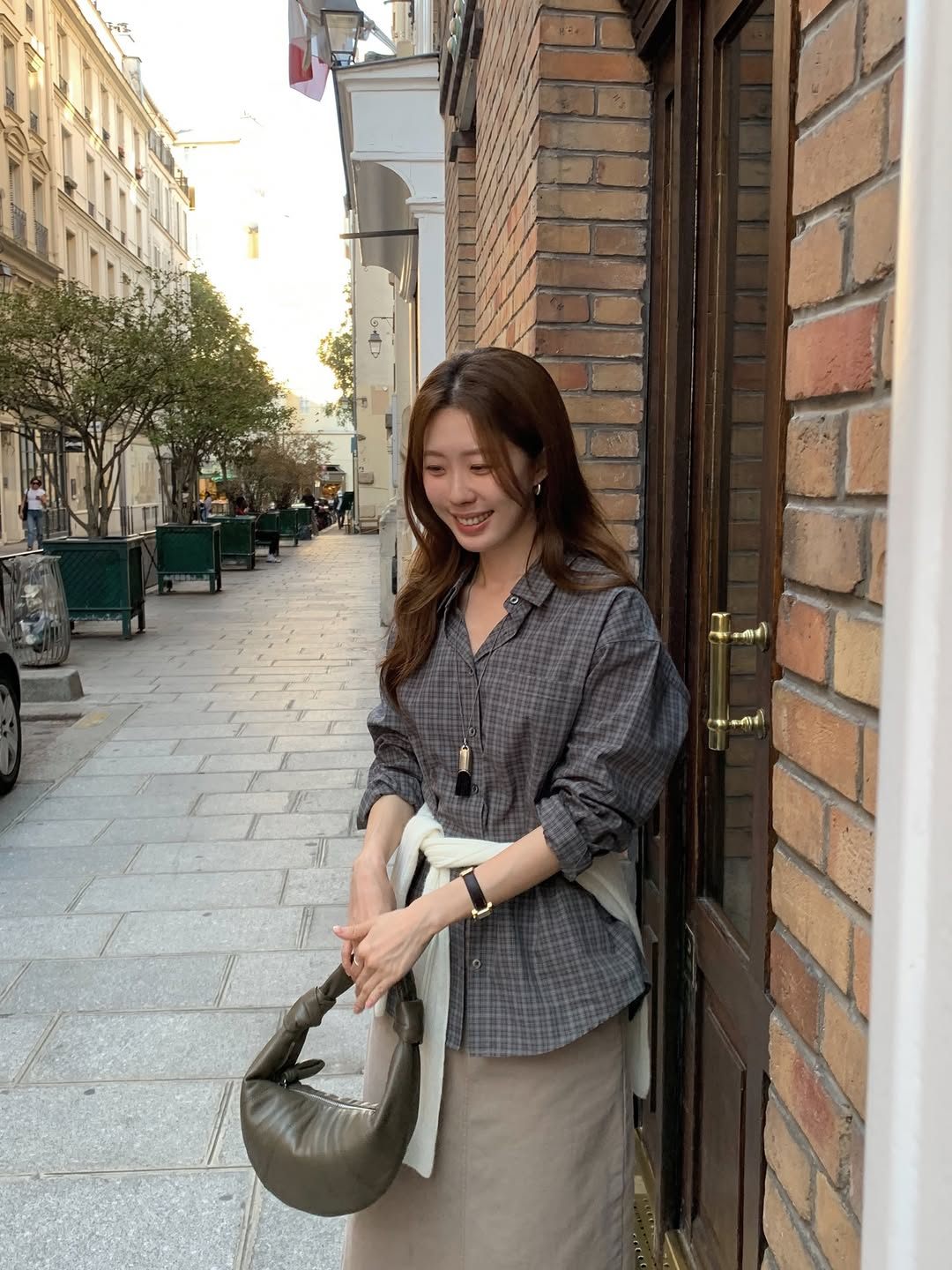 lucen check cotton shirt-2col