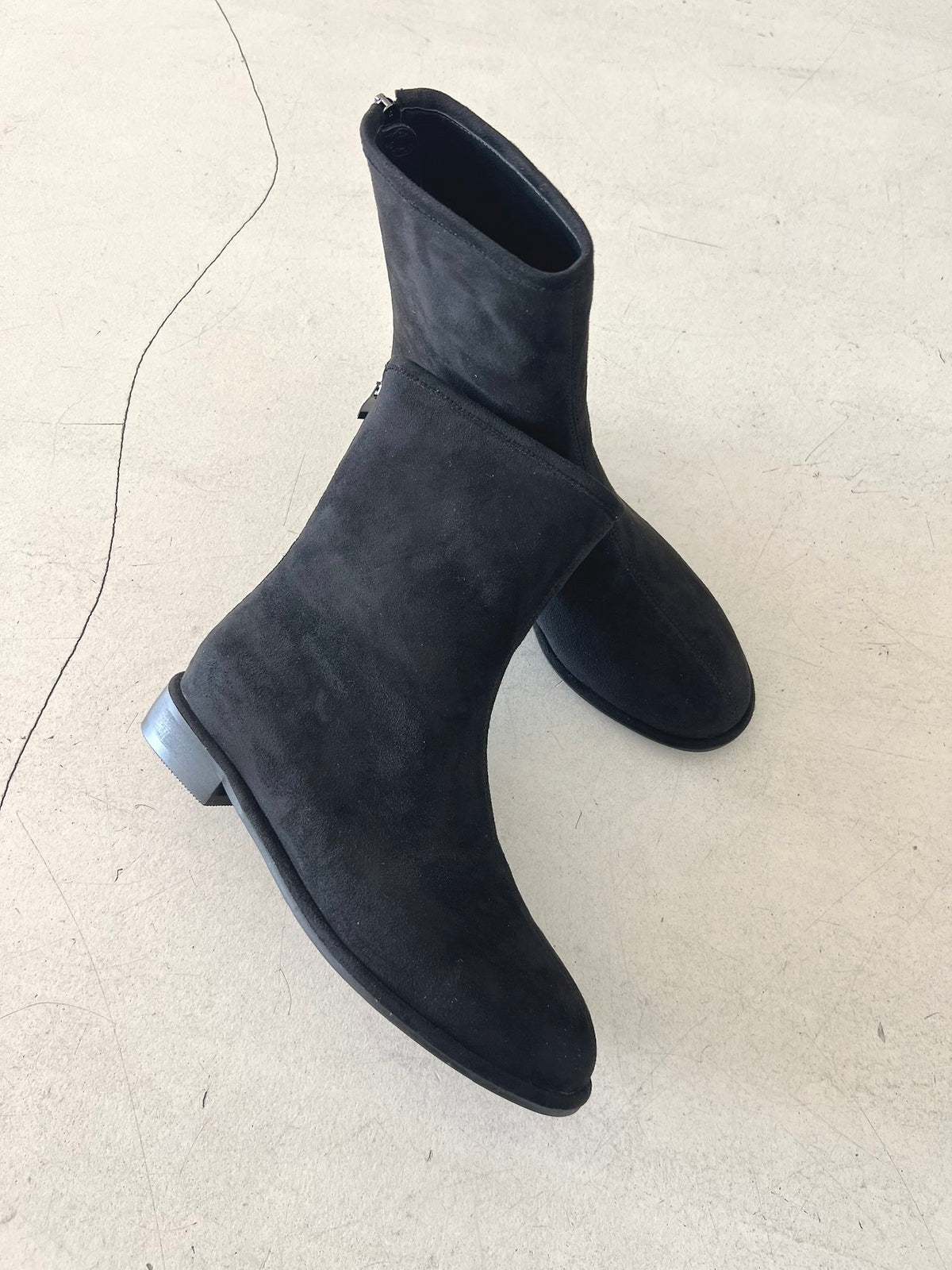 Suede Back-Zip Mid Boots-3col