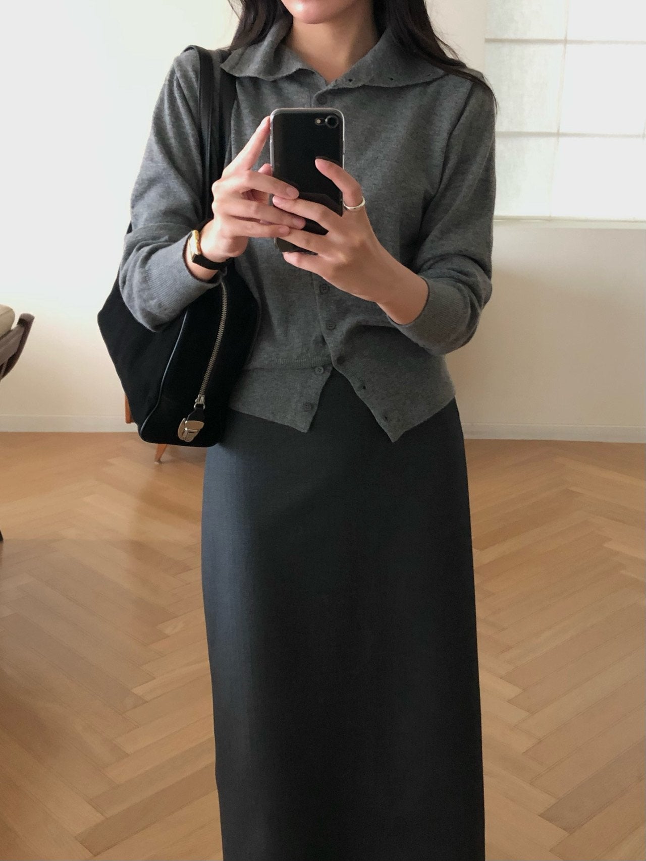 High-neck cash cardigan-3col