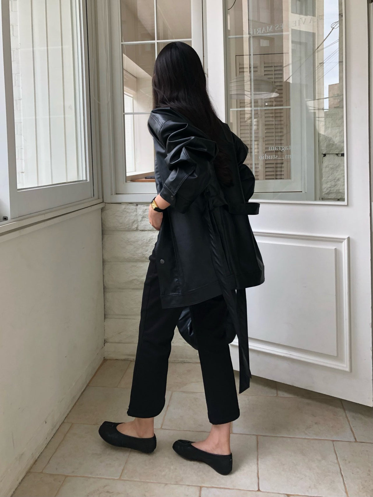 paris half leather jacket