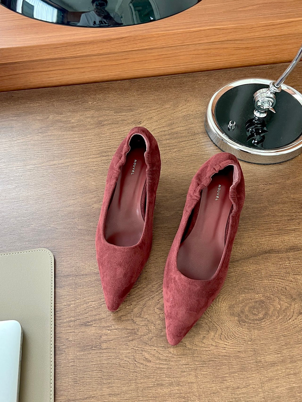 Suede 5cm back-banding high heels-3col