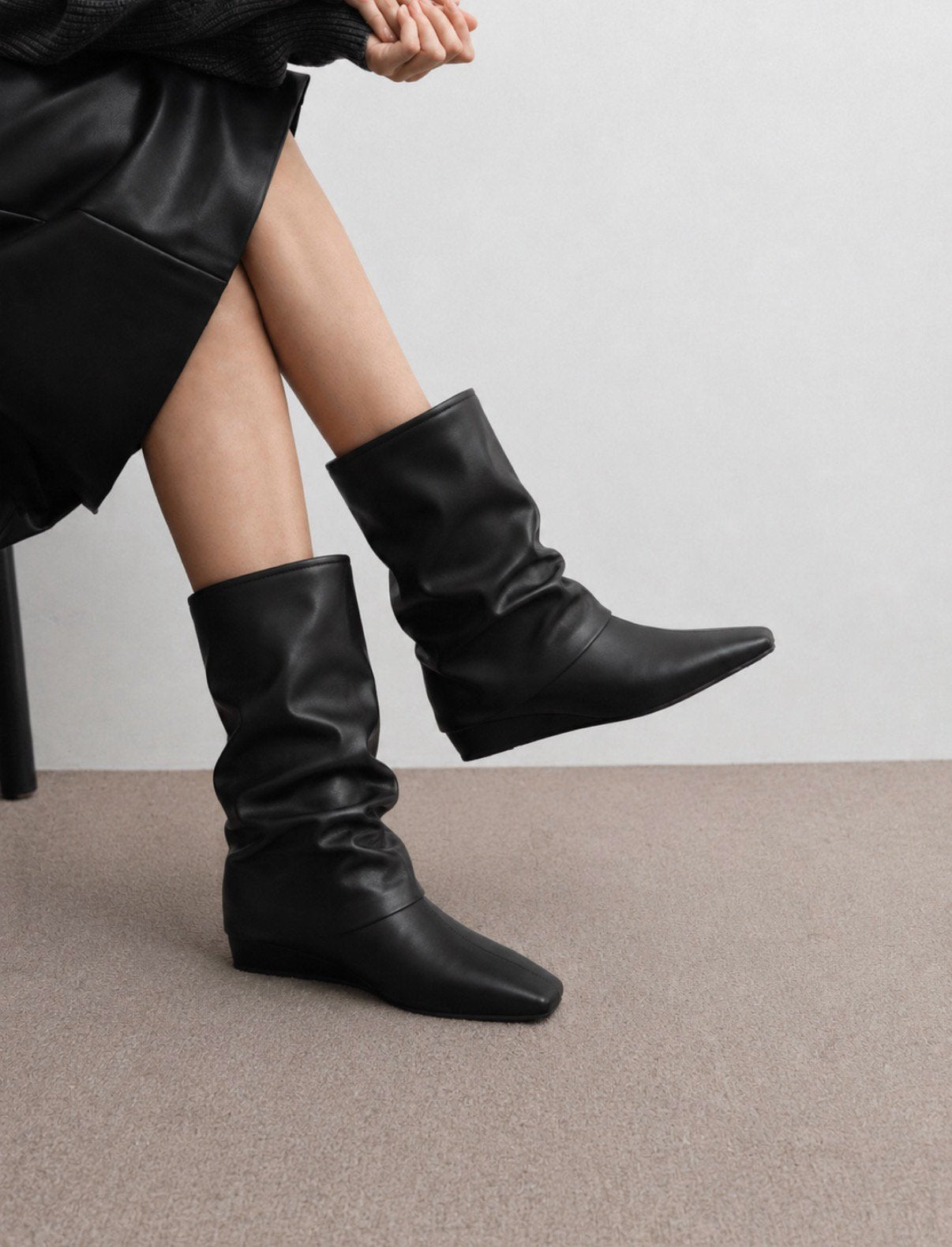 slouch wedge boots