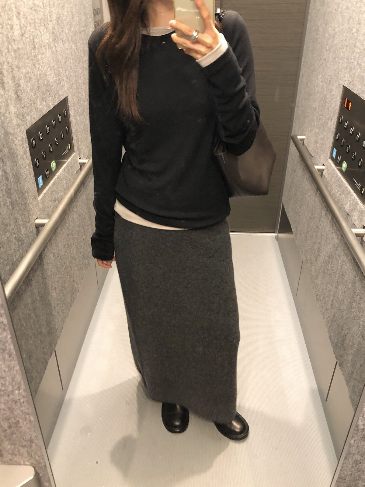 amel wholegarment cashmere long skirt-3col