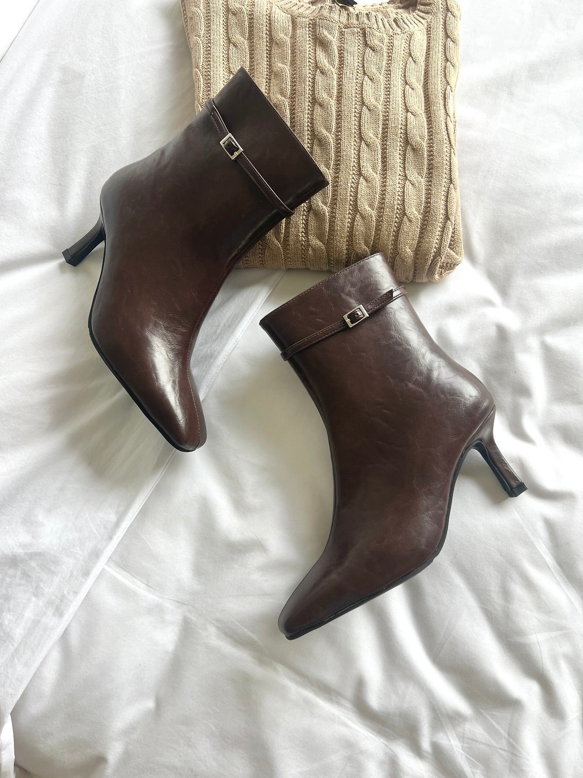 7cm Vintage Belt Ankle Boots-3col