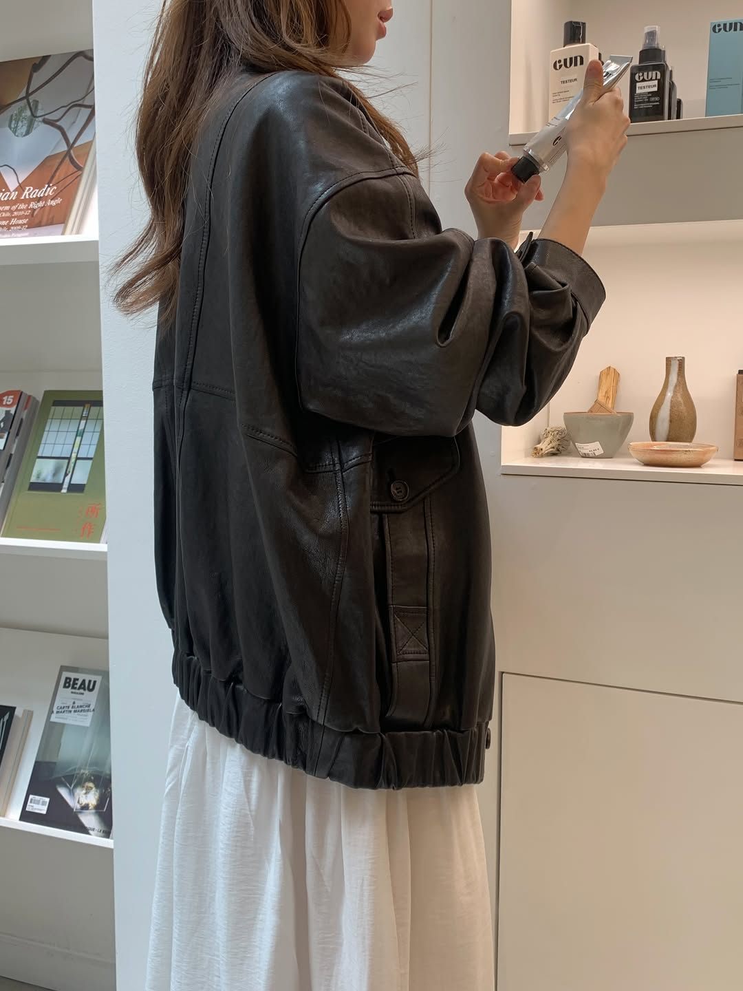 Hale lambskin leather blouson-2col