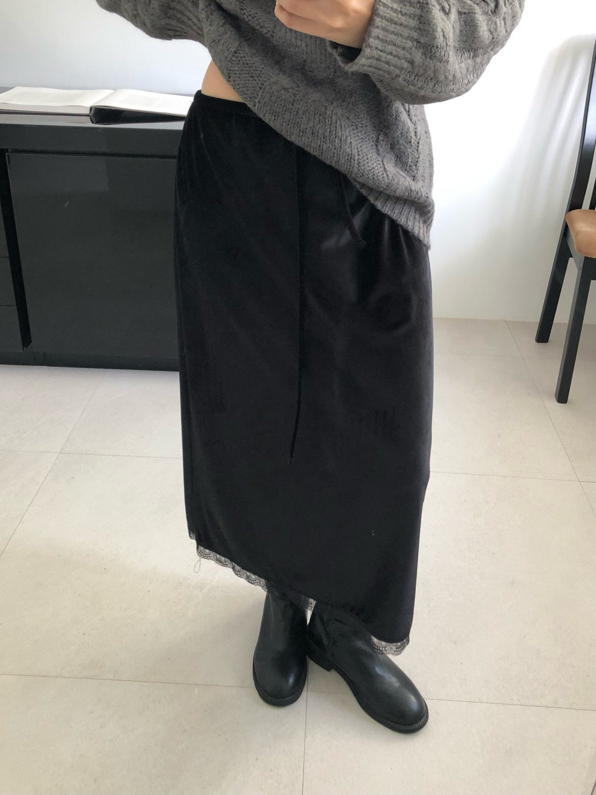 rendy velvet skirt-2col