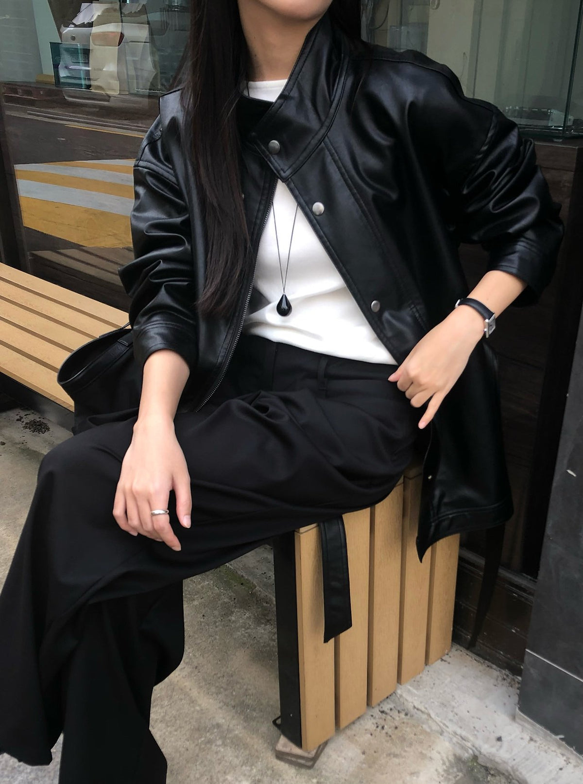 paris half leather jacket