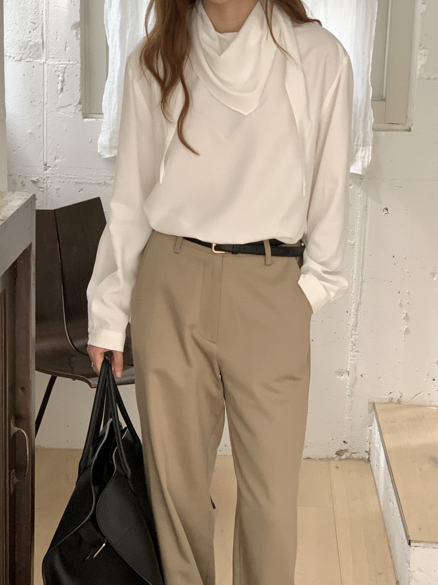 Luna brushed tencel scarf blouse-2col