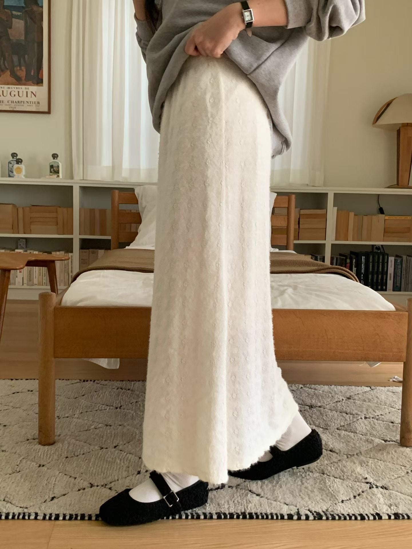 winter lace long skirt-2col