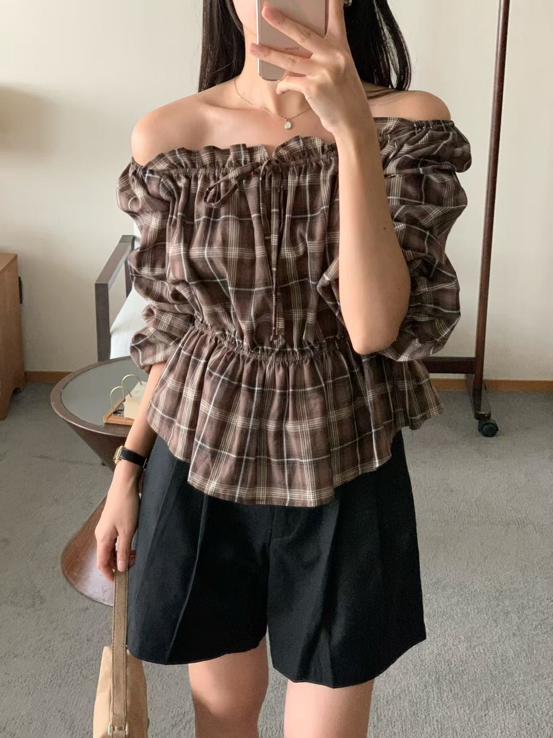 Michelle check blouse-2col