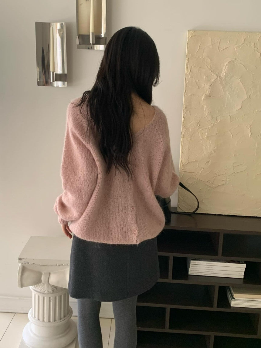 Pony wool 2way v-knit cardigan-3col