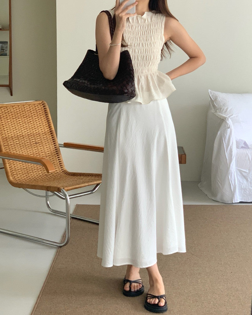 Rosy banding flare skirt-2col