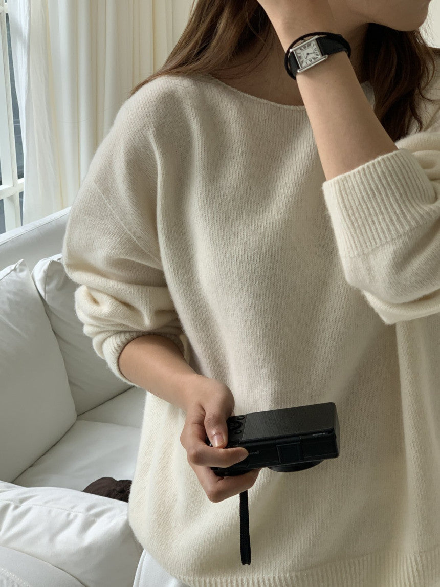 Elin cashmere wholega boat neck knit-4col