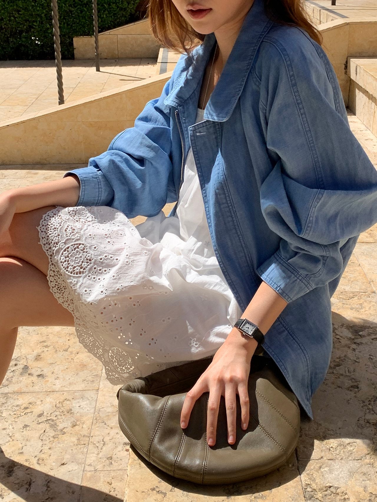 Eloi washed linen denim blouson