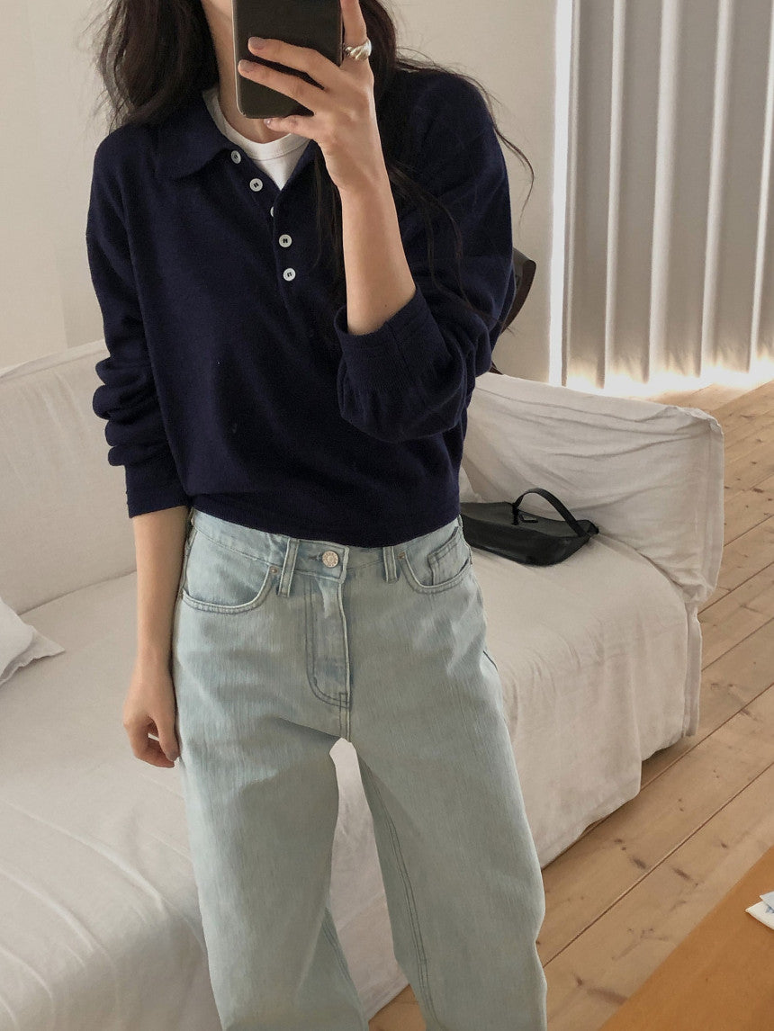 collar button knit-3col