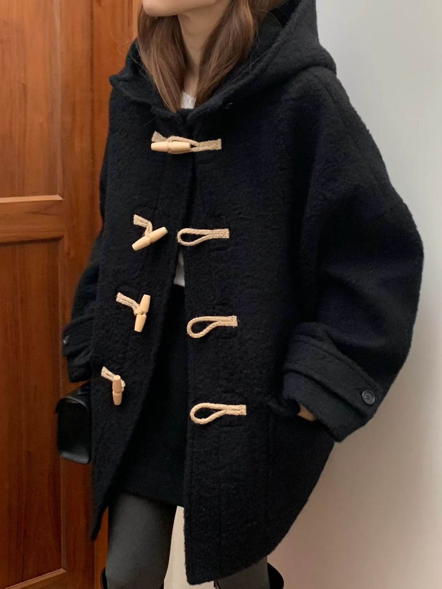 Ounce baby alpaca hood duffel coat-2col