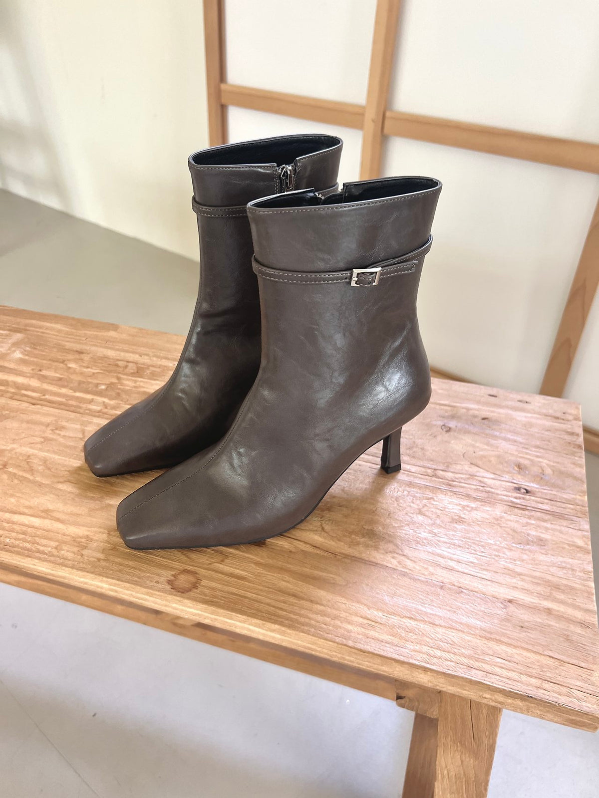 7cm Vintage Belt Ankle Boots-3col