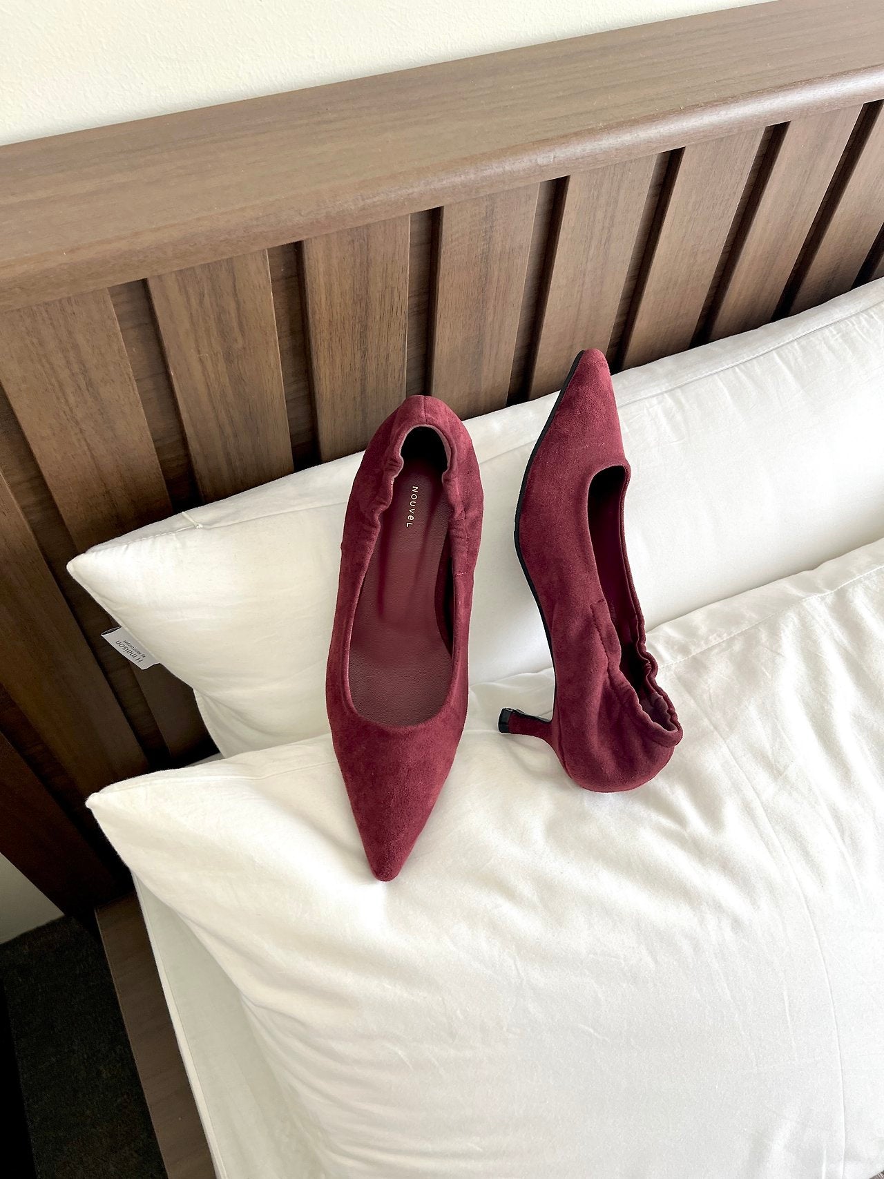 Suede 5cm back-banding high heels