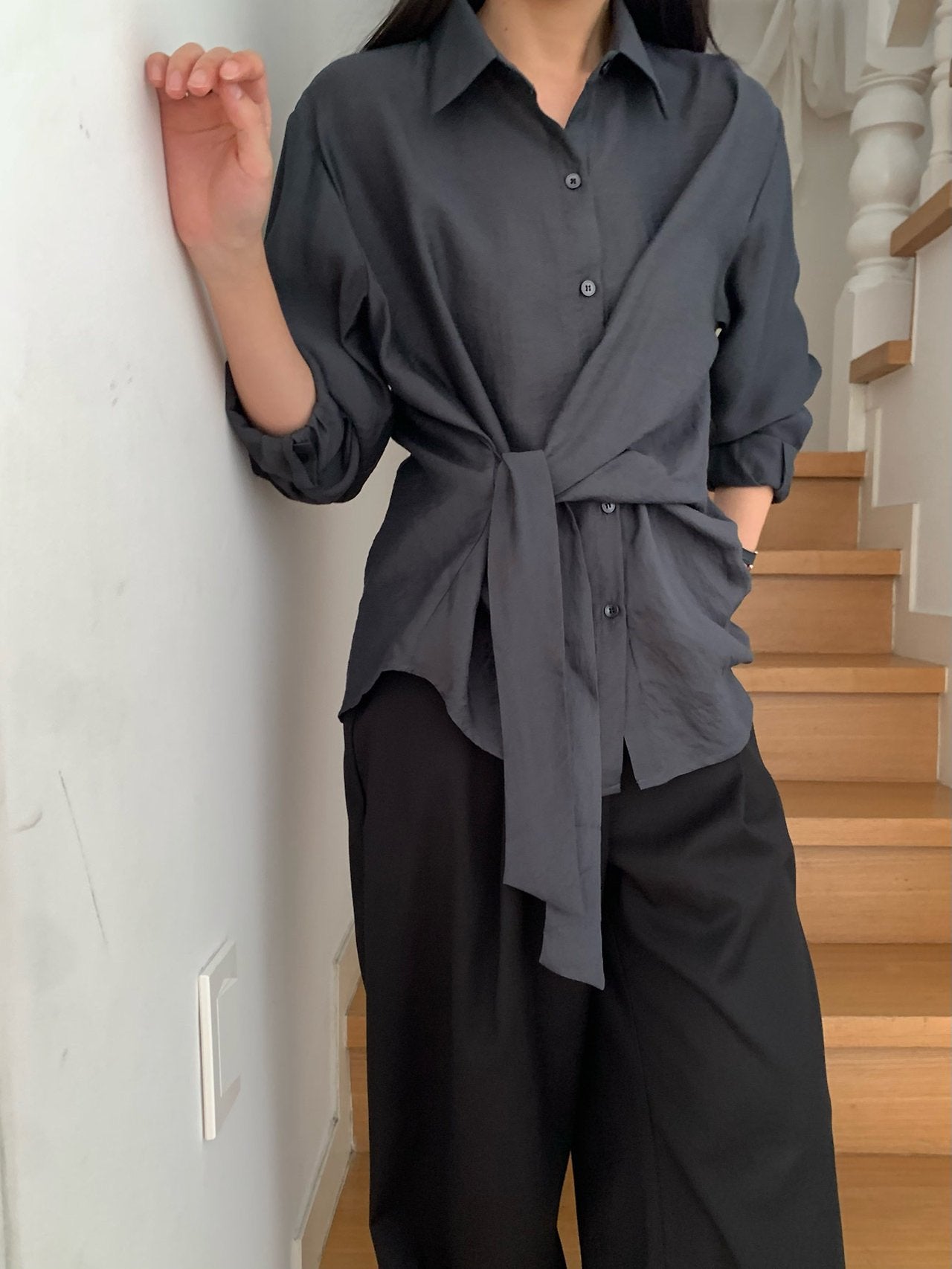 Veil wrap blouse-2col