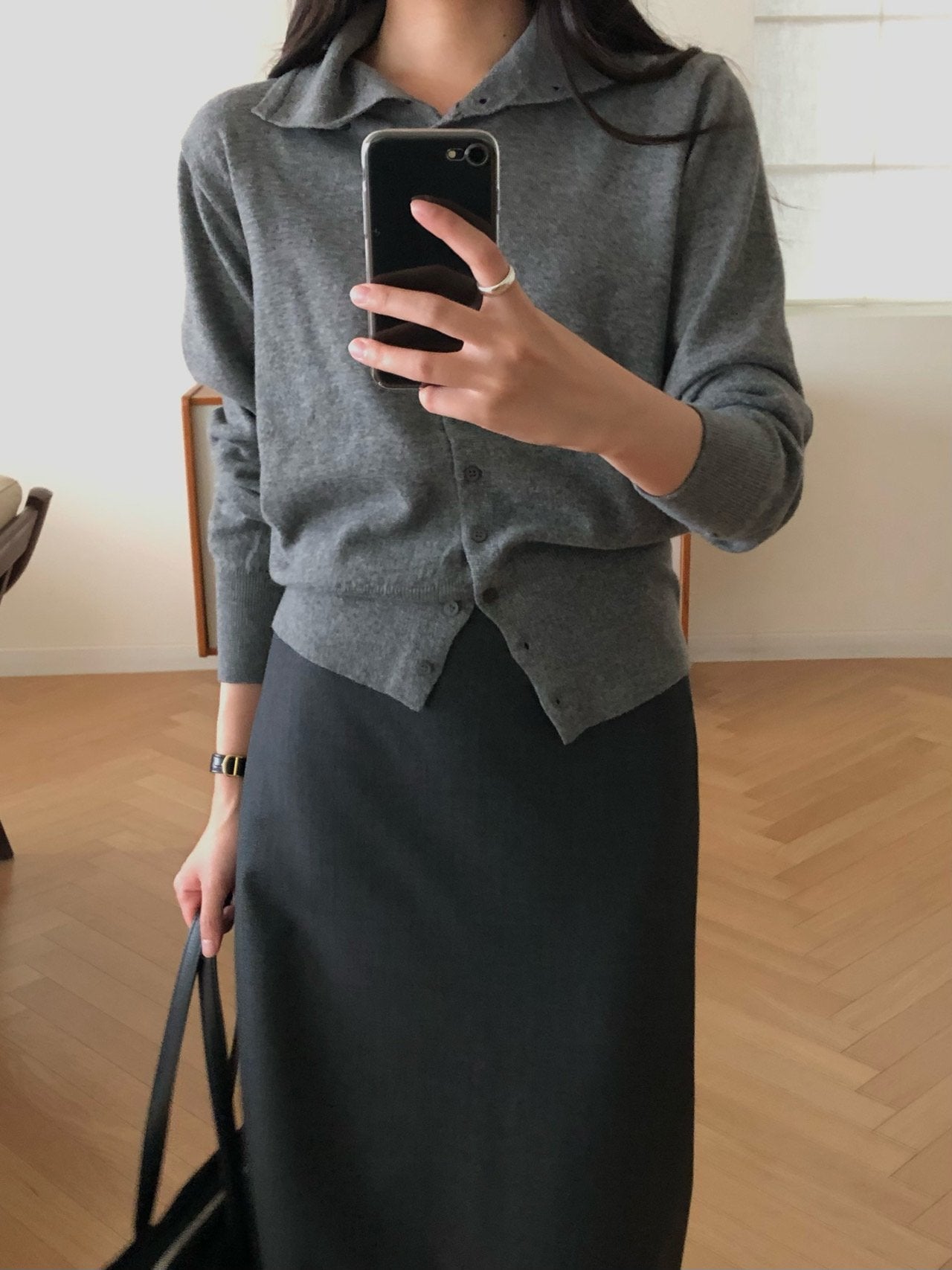 High-neck cash cardigan-3col