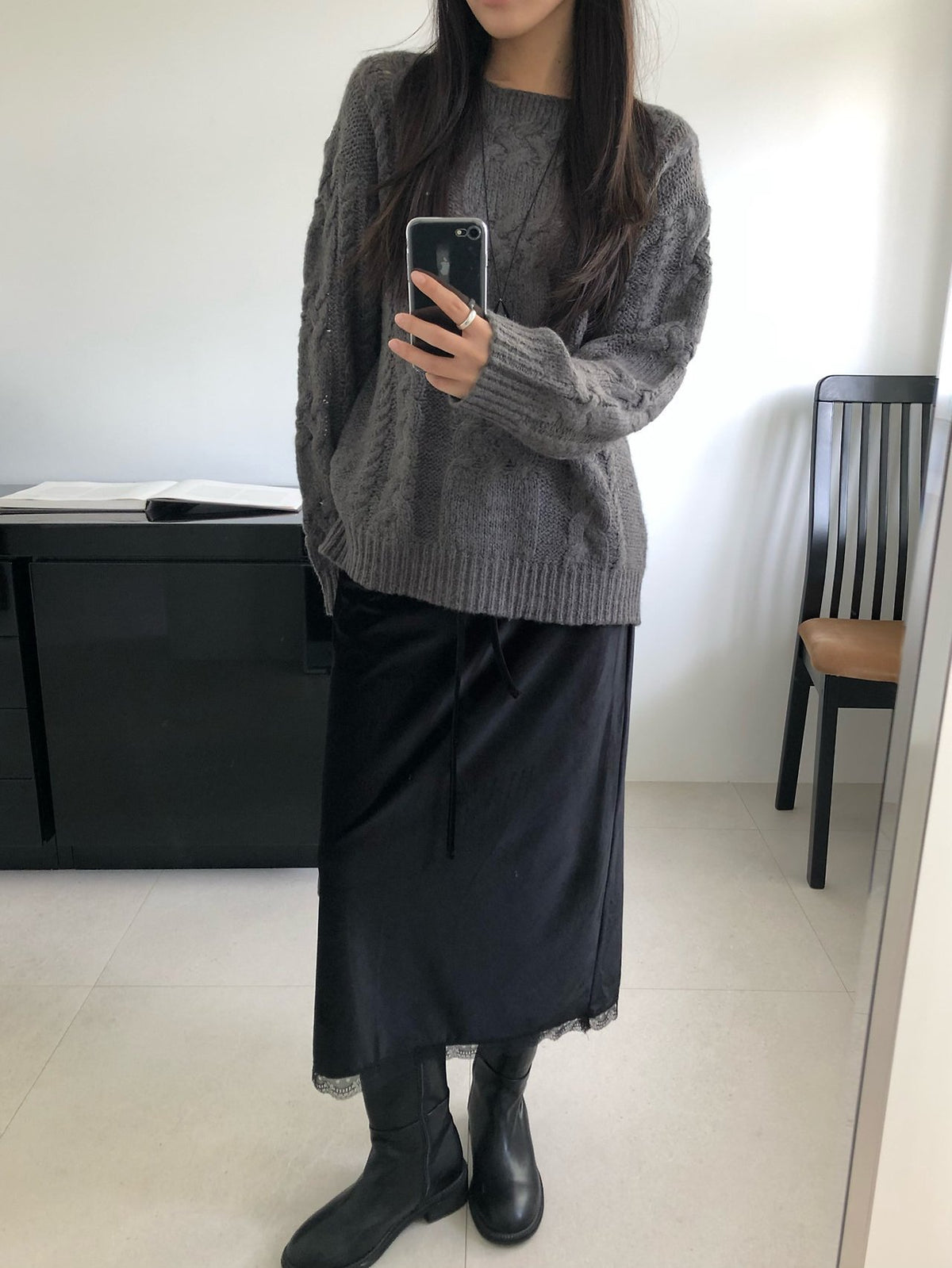 mohair cable knit-2col