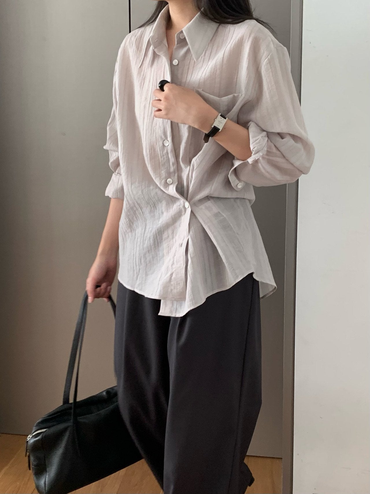 Monel button shirt-2col