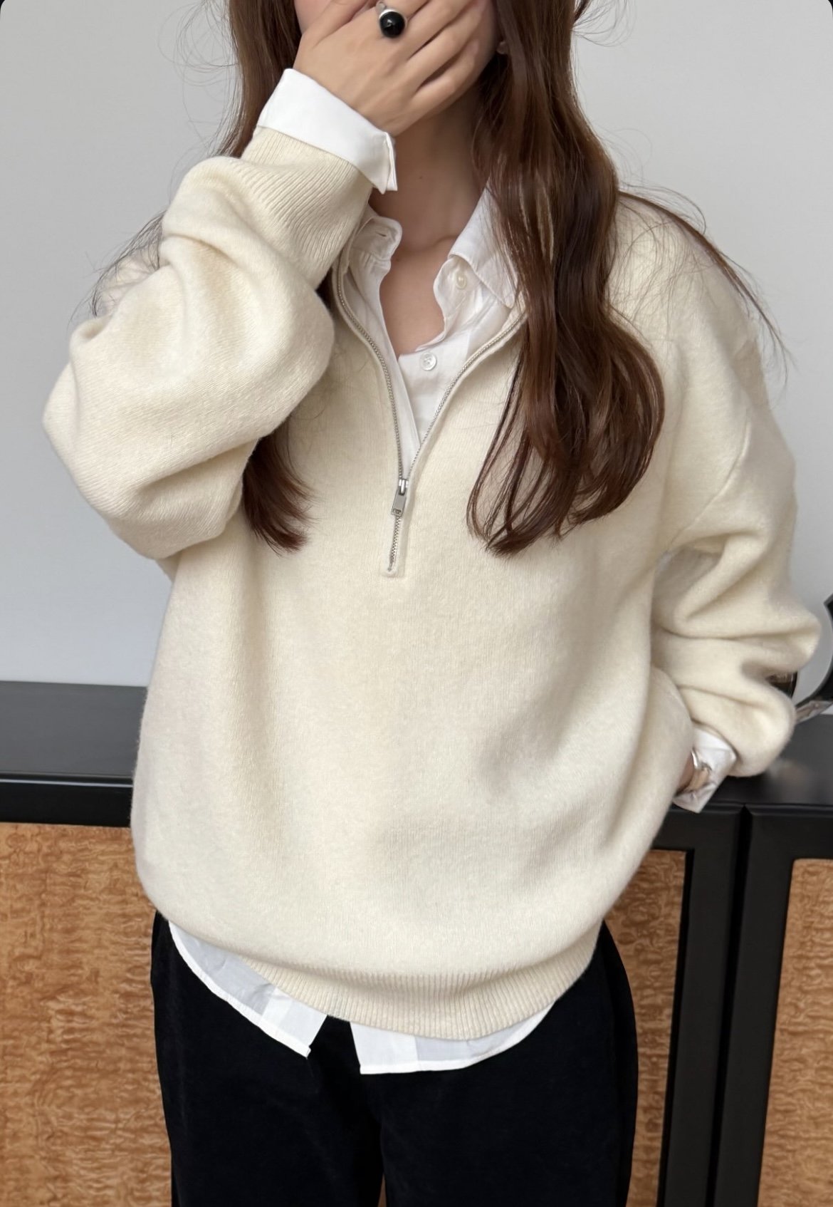 deondo cash double half zip sweater-4col