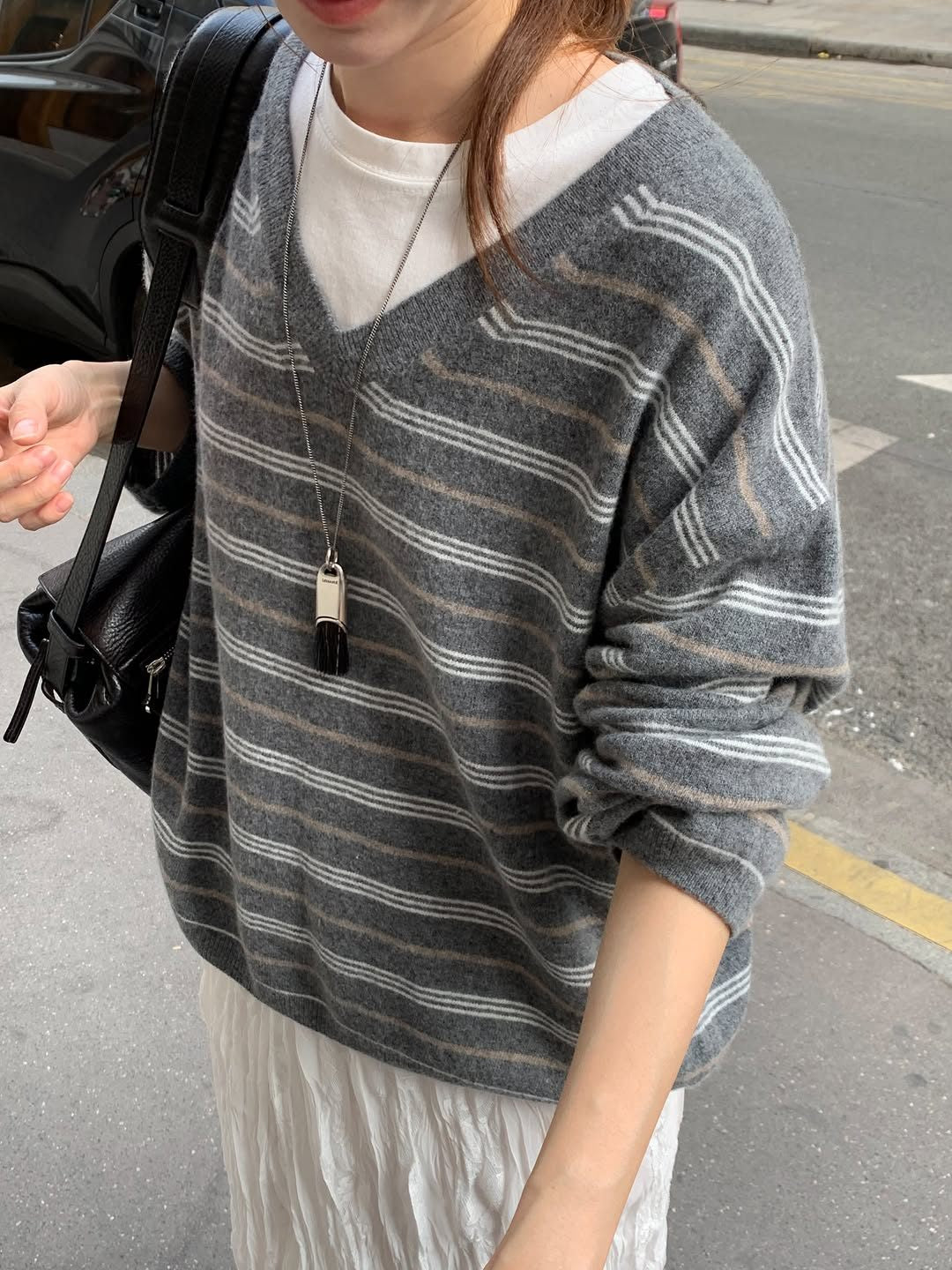 More cashmere stripe knit-2col