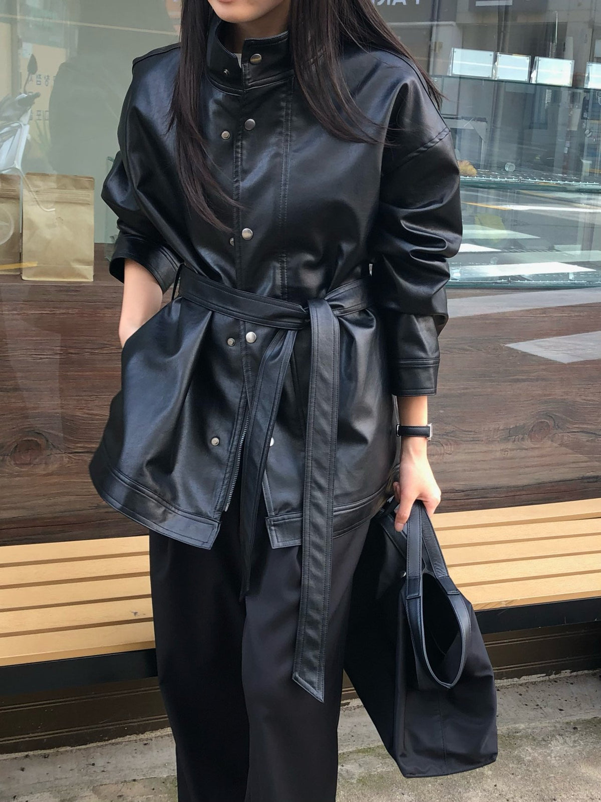 paris half leather jacket