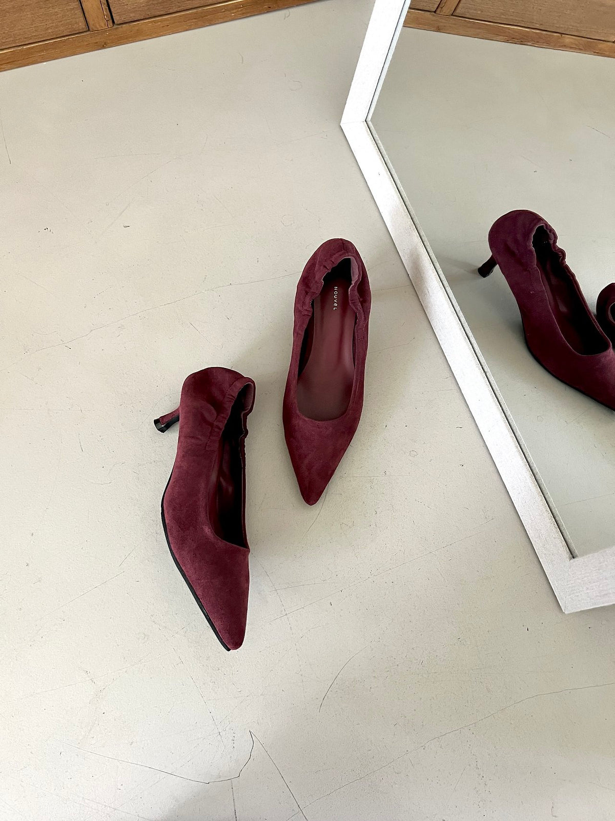 Suede 5cm back-banding high heels-3col