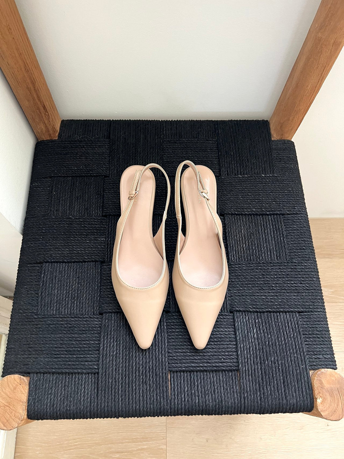 Wedge sling back with pointed toe