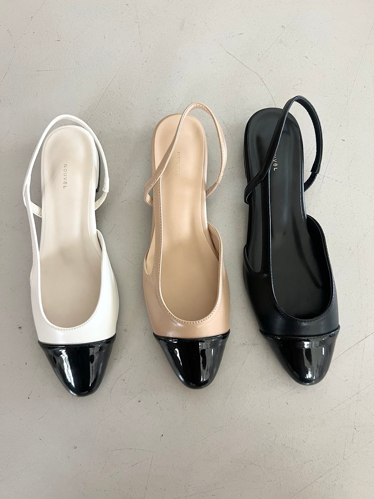 Two-tone color-block sling back