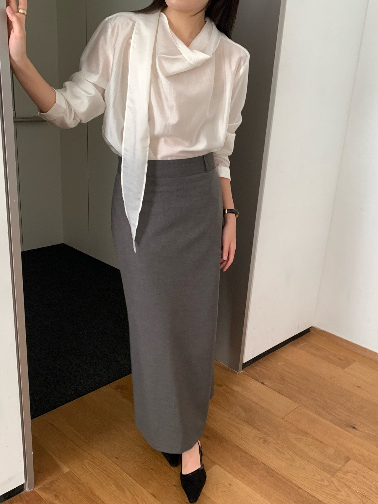 Barrel tie blouse-2col