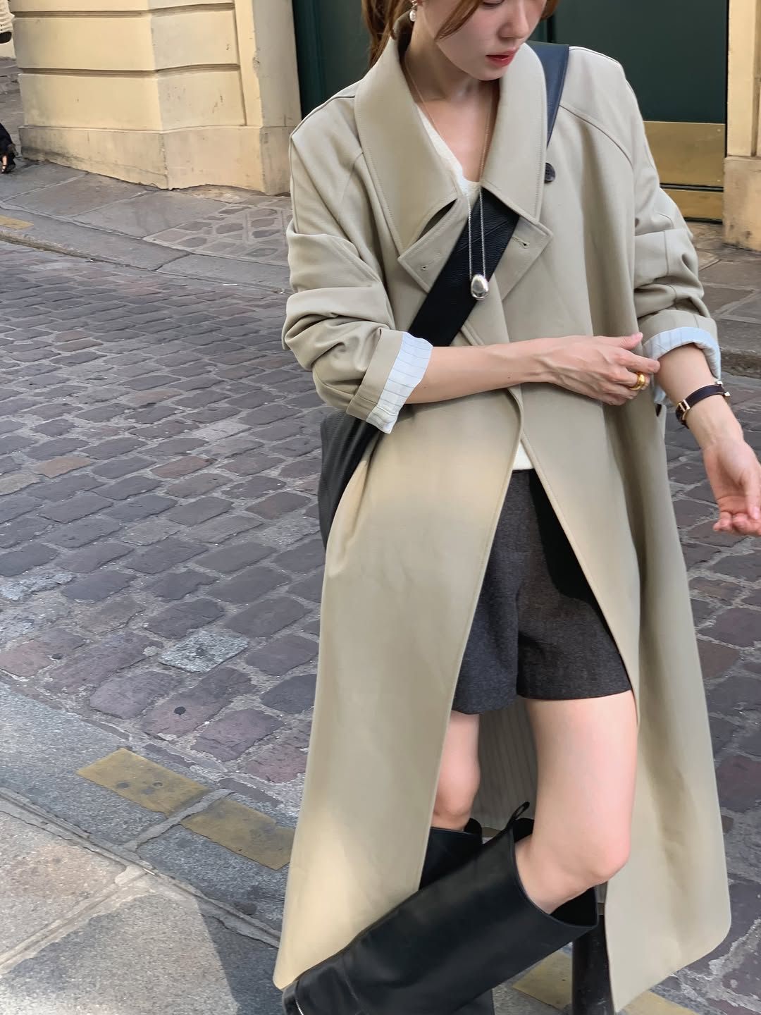 mare stripe-lining trench coat-2col