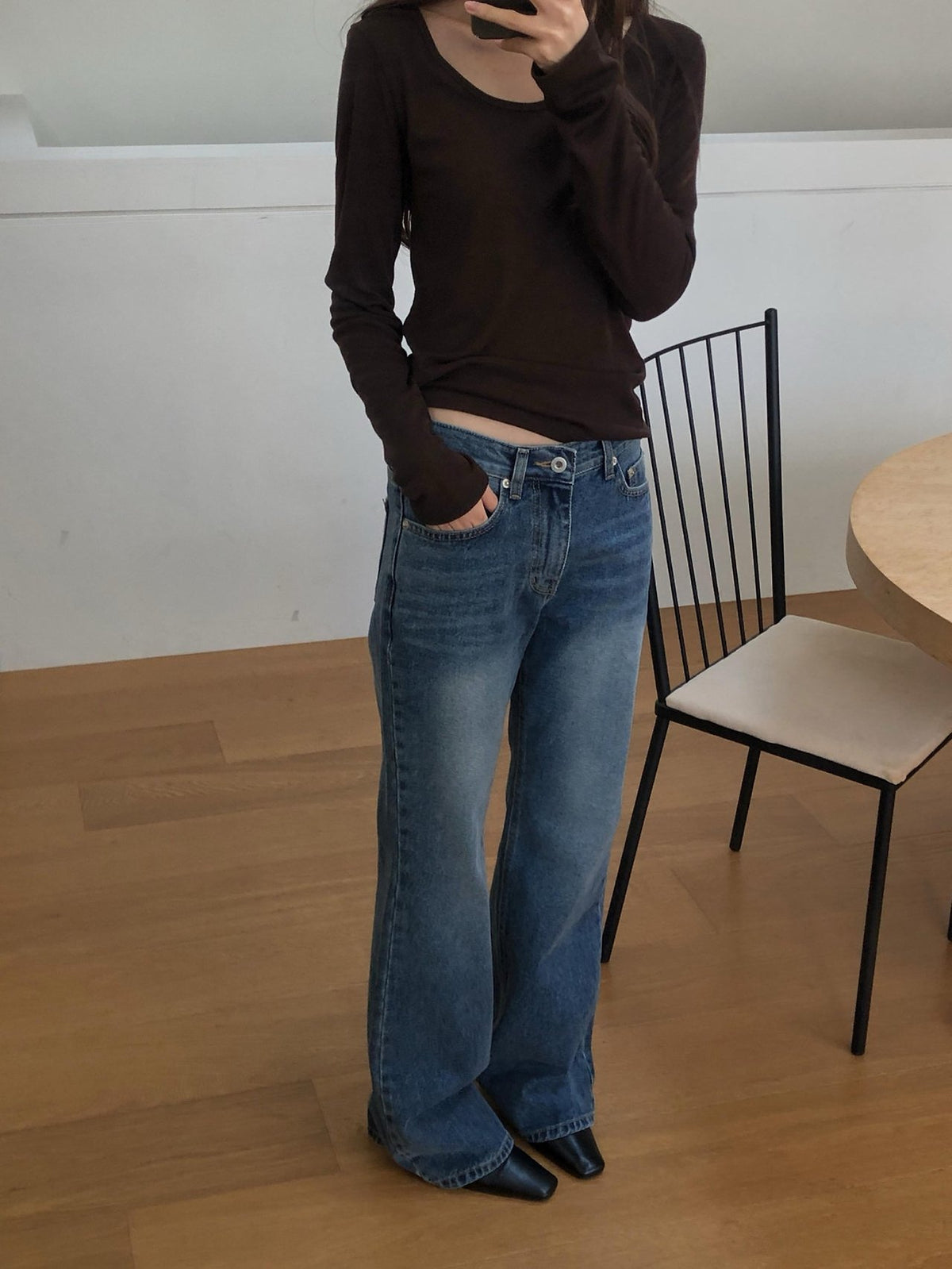 rise bootcut denim