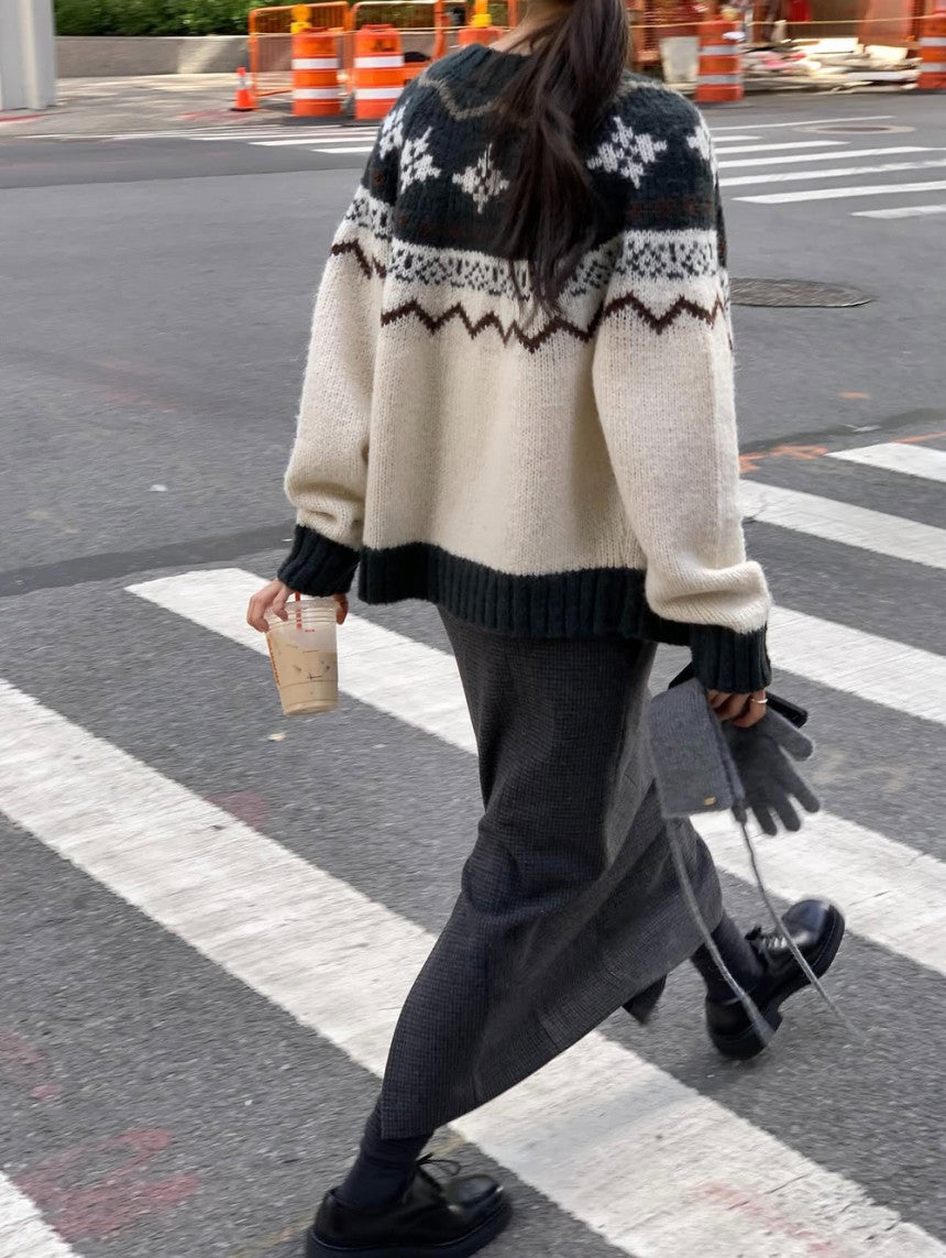 jacquard alpaca cardigan-2col