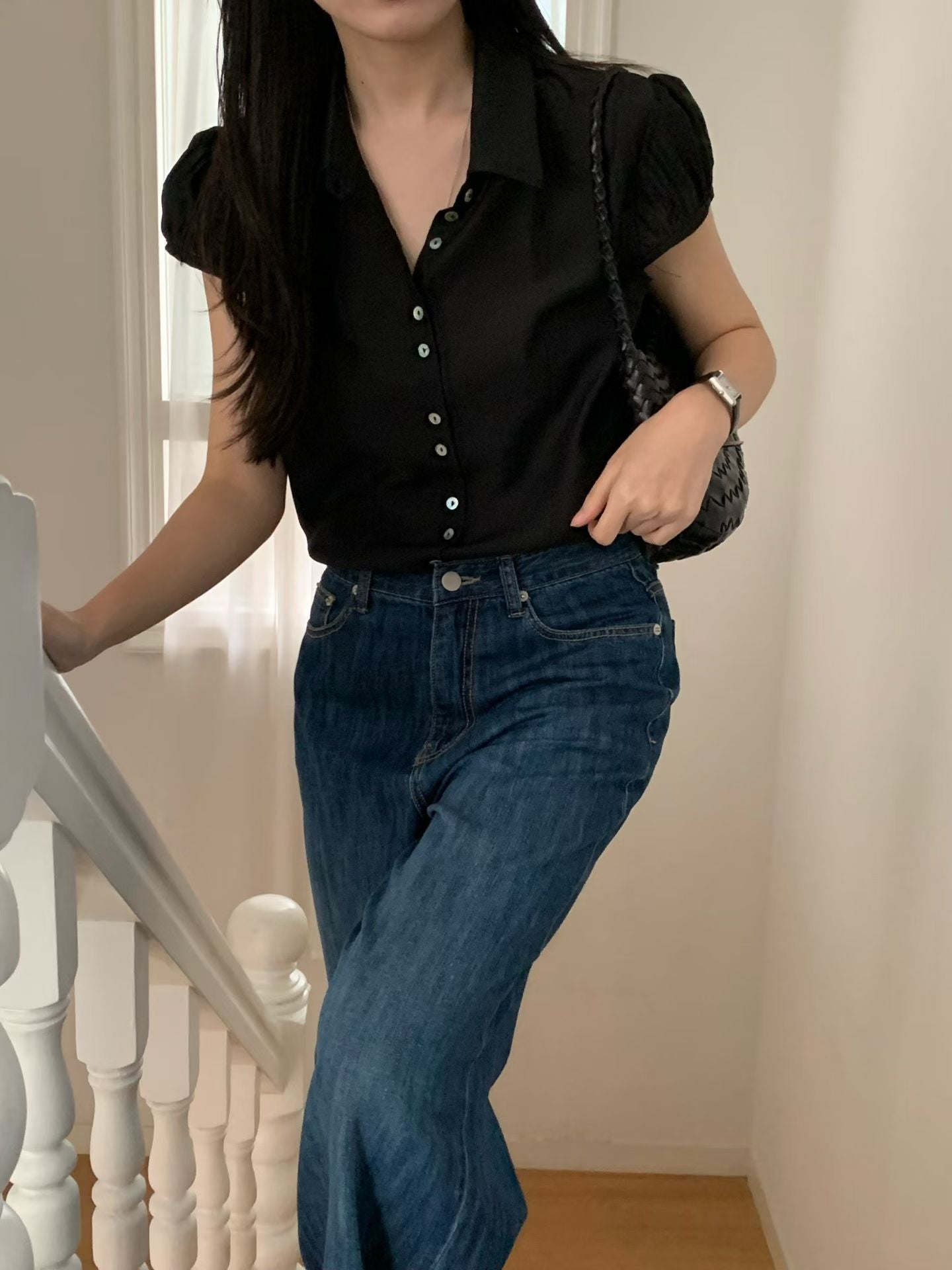 niel two button blouse-2col